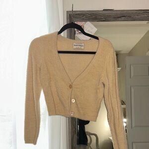 Finders Keepers Women's Fuzzy Knit Cream Cardigan